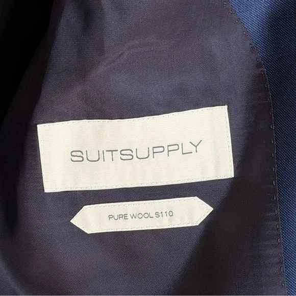 SuitSupply Havana Flap Wool Blazer 44R Blue VBC Quiet Luxury
